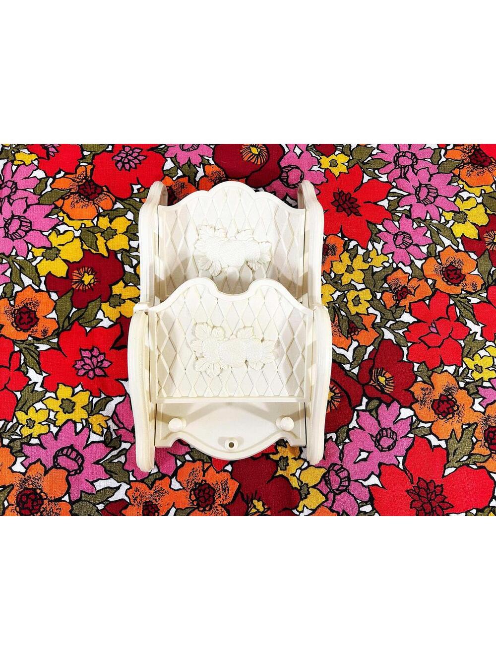 White Plastic Mail Organizer 1980s Strawberry Design Wall Holder